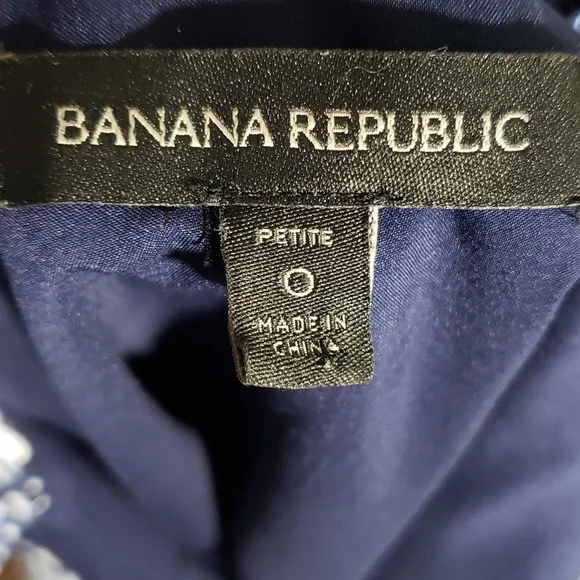 Banana Republic Blue/ White Dress w Pleats, Sz 0 - Picture 7 of 8